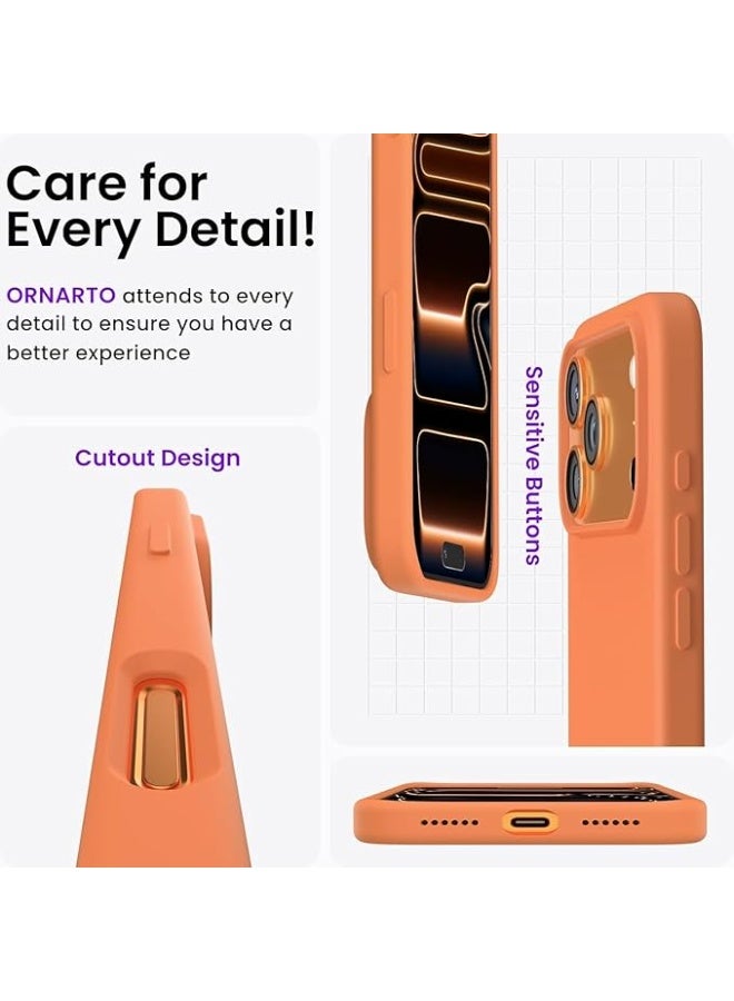 INEIX Case for iPhone 17 Pro Soft Liquid Silicone Gel Case Full Body Shockproof Protection Matte Finish Cover Soft Microfiber Lining Cushion Slim Back Case for iPhone 17 Pro (Orange) - Image 4